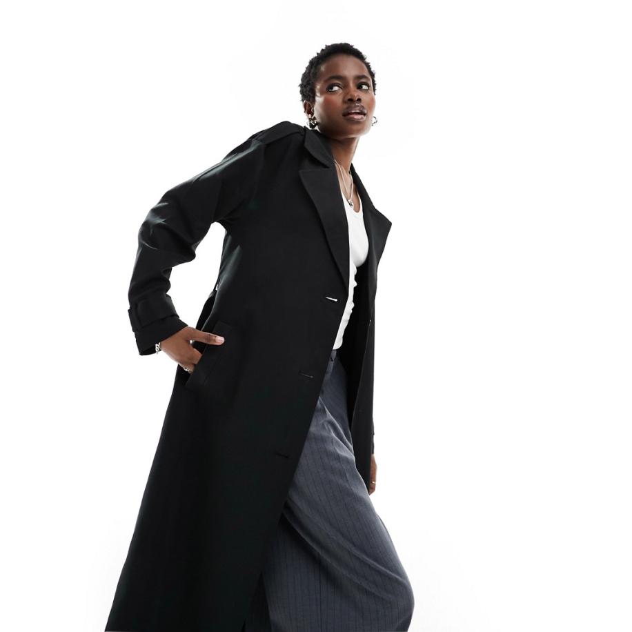 ONLY Lange trenchcoat in zwart Zwart