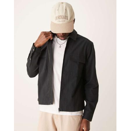 ASOS DESIGN - Recht overshirt met rits aan de voorkant in zwart