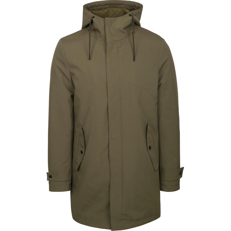 Suitable Jas Hood Tech Olijfgroen Groen