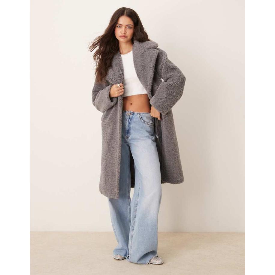 New Look Borg jas in grijs Grijs