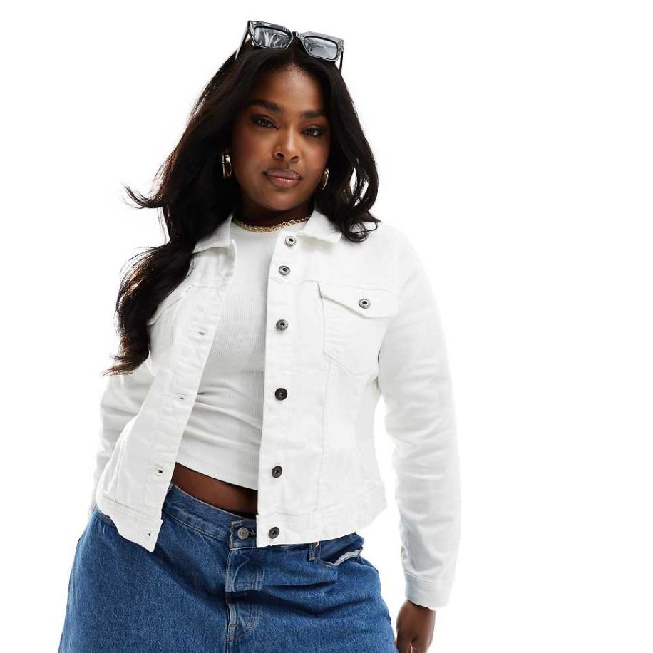 Only Curve Denim jack in wit Wit