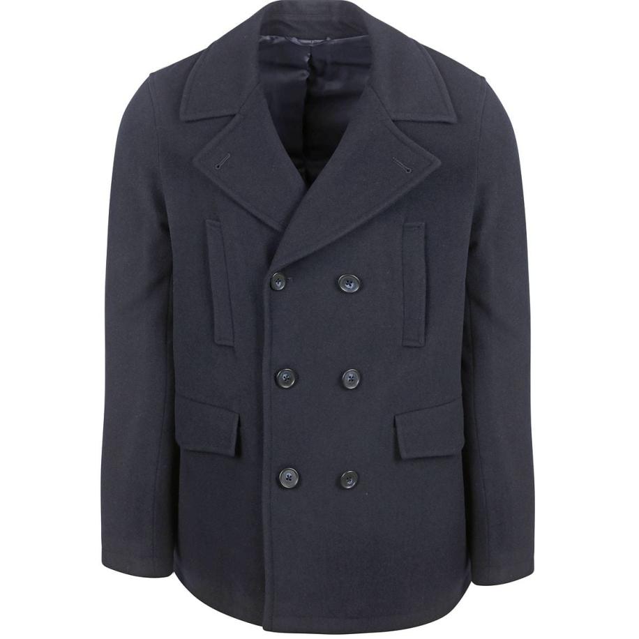 Suitable Caban Coat Wol Navy Blauw