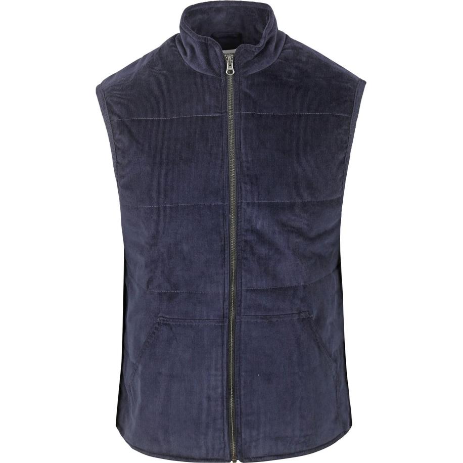 KnowledgeCotton Apparel Corduroy Bodywarmer Navy Blauw