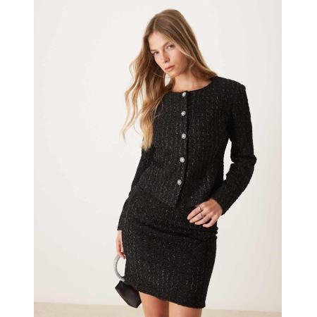 VILA Trophy Jasje met glitter detail in zwart, deel van co-ord set