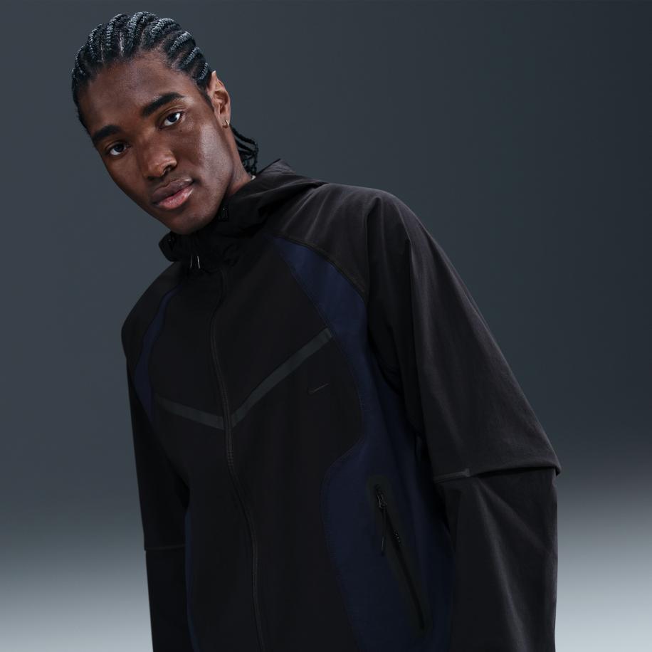 Nike Tech Dri-FIT ruimvallend geweven Windrunner herenjack met kleurblokken - Zwart Zwart