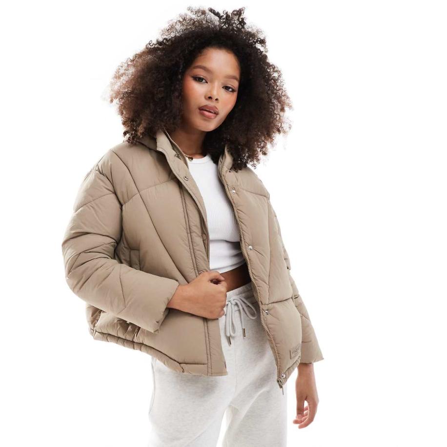 Sixth June Gewatteerd jack met logo in beige-Neutraal Multicolor