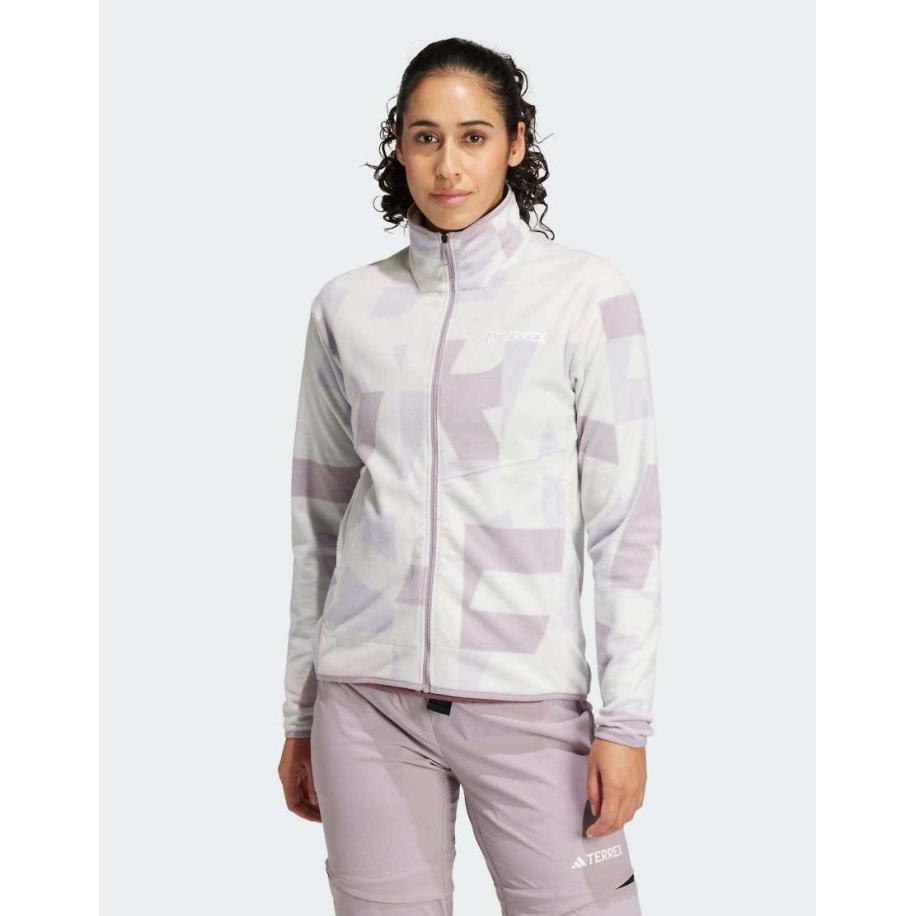 adidas Terrex Fleece jack met rits en print in grijs en roze Grijs