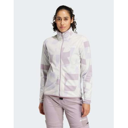 adidas Terrex Fleece jack met rits en print in grijs en roze
