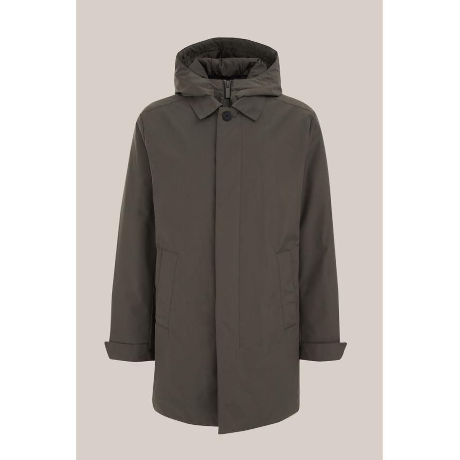 WE Fashion Heren waterafstotende jas - Regular fit - Grijsgroen - Maat: XS Groen