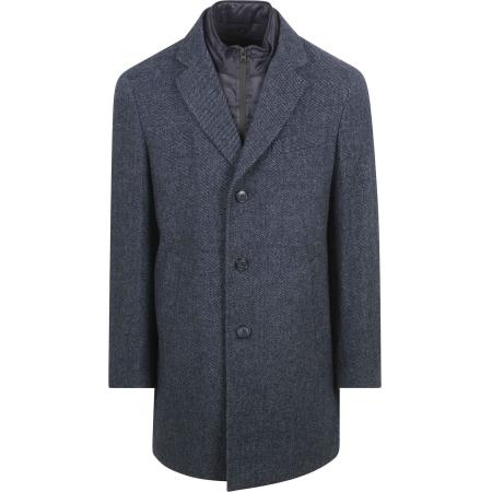 Suitable Coat Wol Twill Donkerblauw