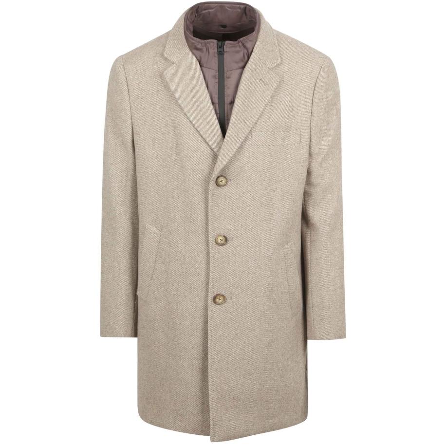 Suitable Coat Wol Twill Sand Bruin