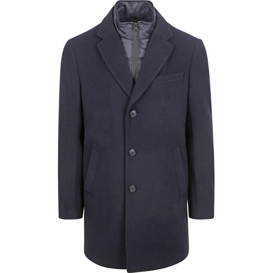 Suitable Coat Wol Twill Navy Blauw
