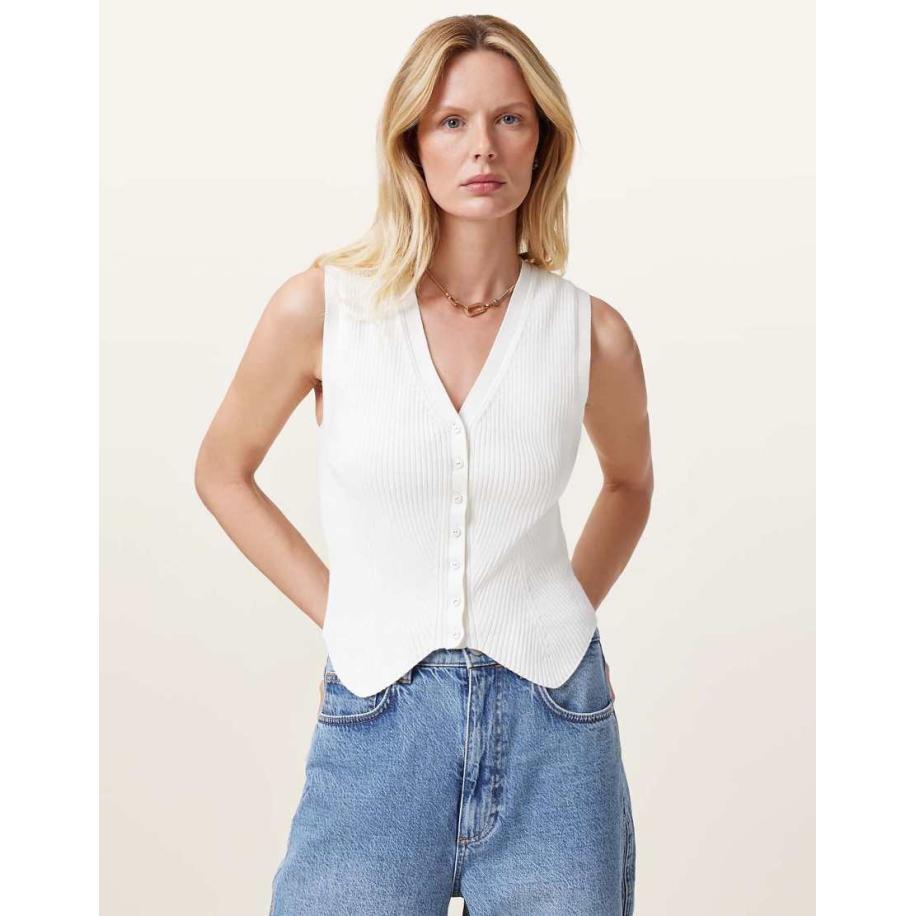 AllSaints Cruz Gilet in krijtwit Wit