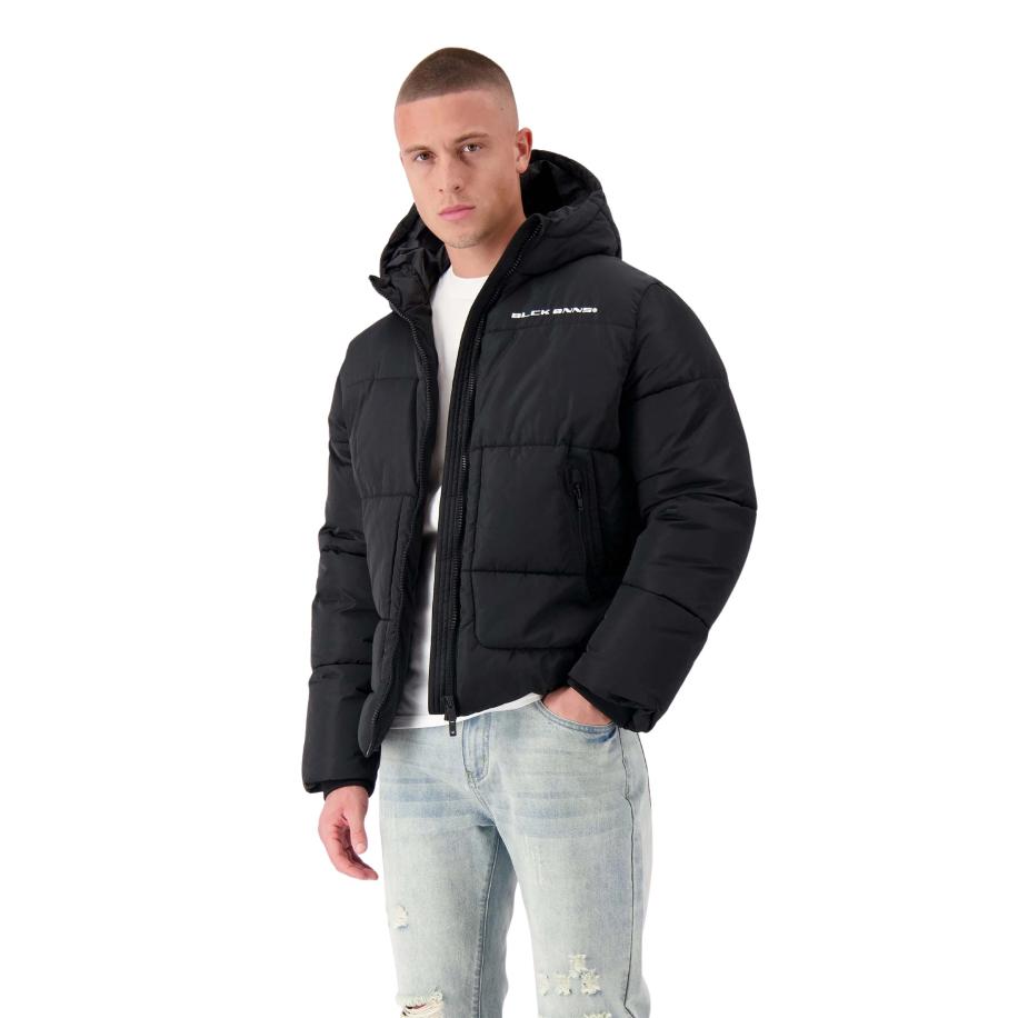 Black Bananas Block Puffer Jacket Zwart
