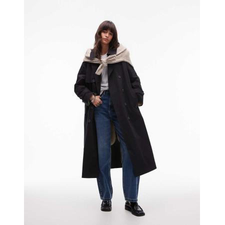 Topshop 2 in 1 trenchcoat met borg in antraciet-Grijs