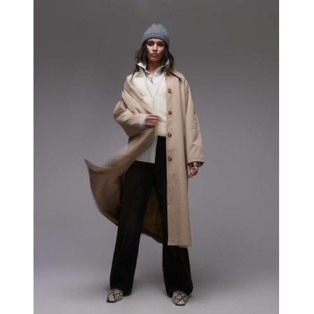 Topshop Trenchcoat in jaren 90-stijl in stone-Neutraal