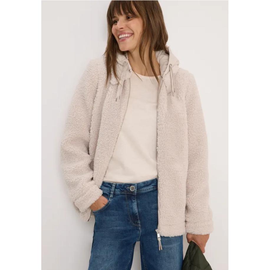 CECIL Teddy overshirt met capuchon Wit