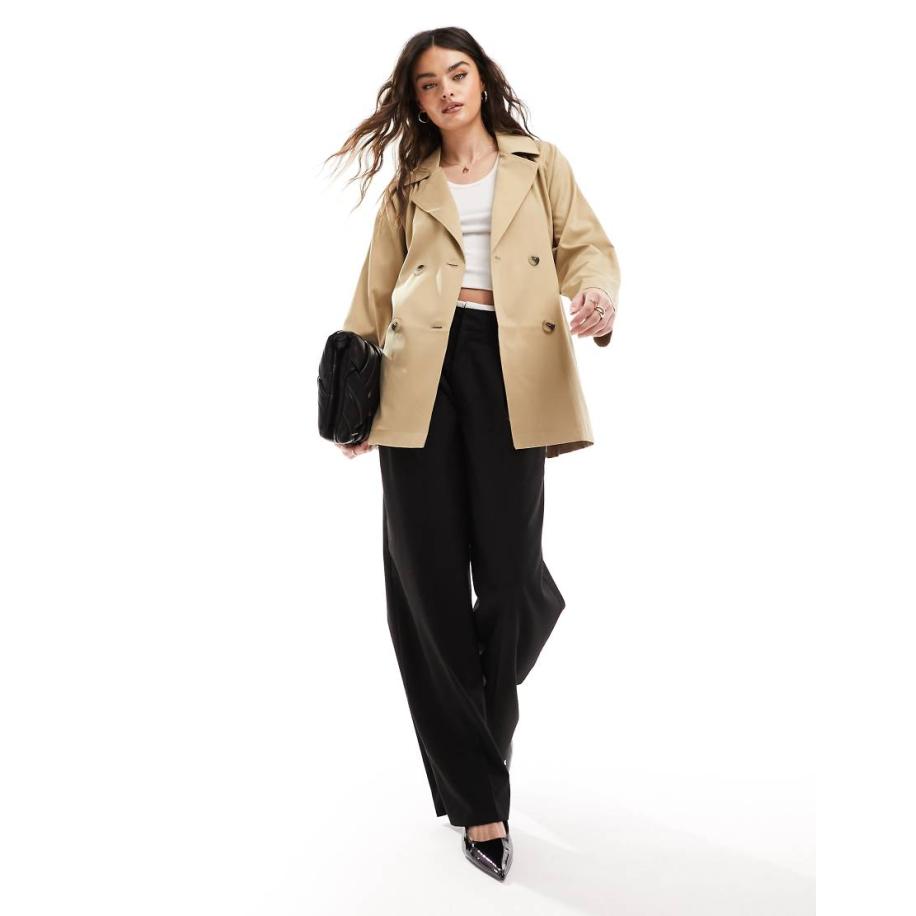 Vila Korte trenchcoat in camel-Neutraal Multicolor