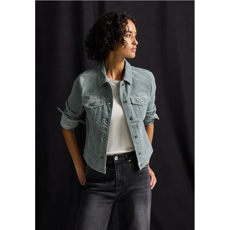 Street One Mini ribfluwelen jack Blauw