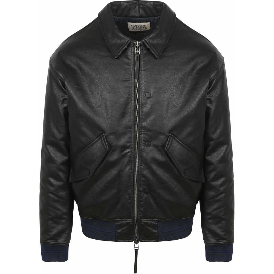 Scotch and Soda Faux Leather Bomberjack Zwart Zwart