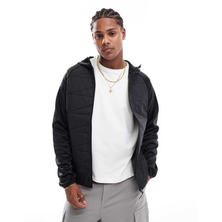 Only & Sons - Gewatteerd jack met verschillende texturen en capuchon in zwart