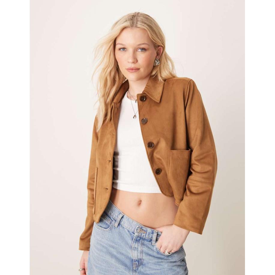 Abercrombie & Fitch Jack van imitatiesuède in lichtbruin Bruin