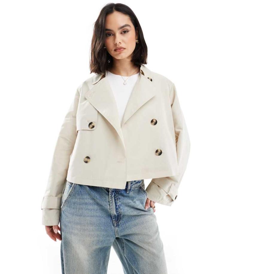 Vero Moda Cropped lichtgewicht trenchcoatjack in stone-Neutraal Multicolor