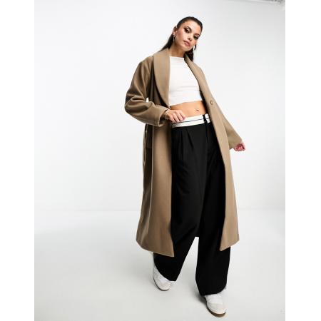 Monki Oversized jas met ceintuur in taupe-Neutraal