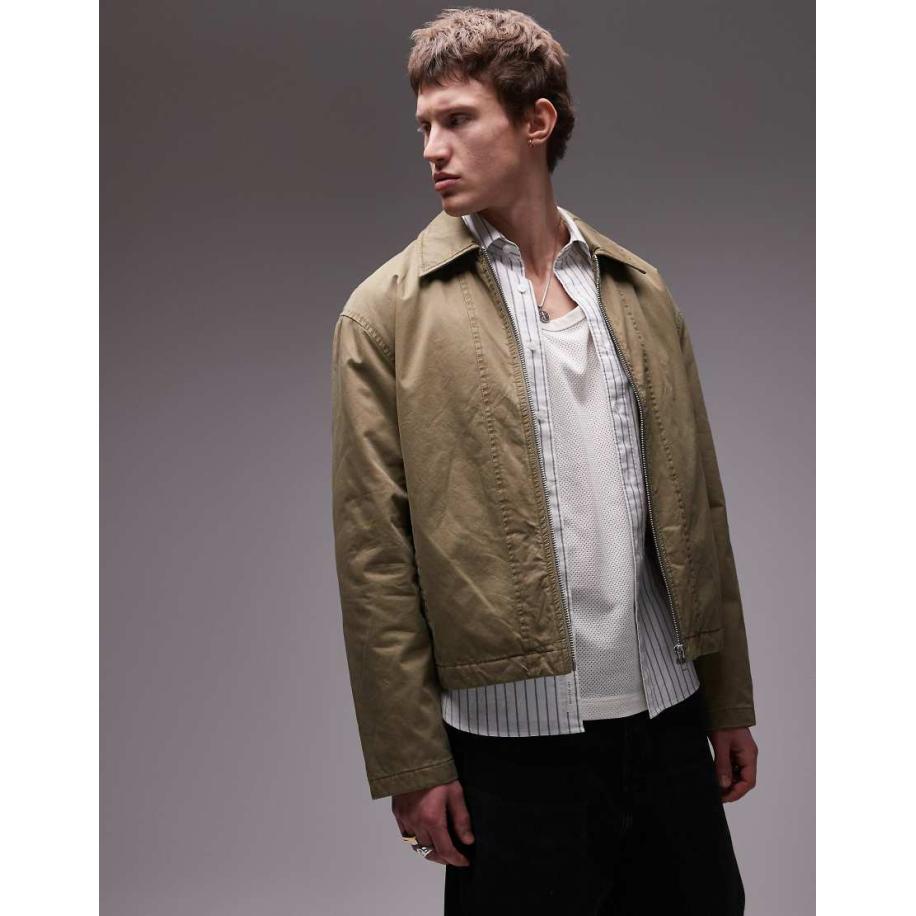 Topman - Gewatteerd Harrington jack in kaki-Groen Groen