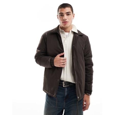 Brave Soul - Gewatteerd coachjack in bruin-Zwart