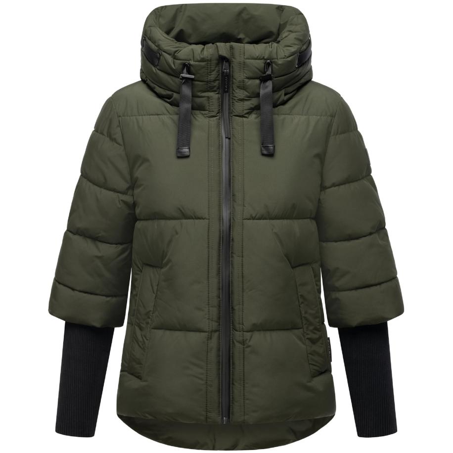 NAVAHOO NAVAHOO Winterjas Lotusherz XIV olijfgroen / zwart -