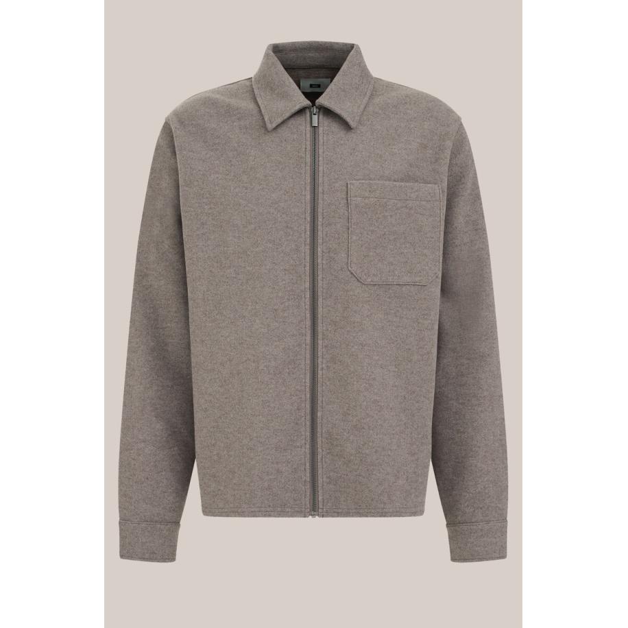 WE Fashion Heren overshirt met wollen look - Regular fit - Greige - Maat: S Grijs