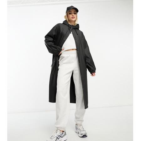 ASOS DESIGN Tall Rubberen regenparka in zwart