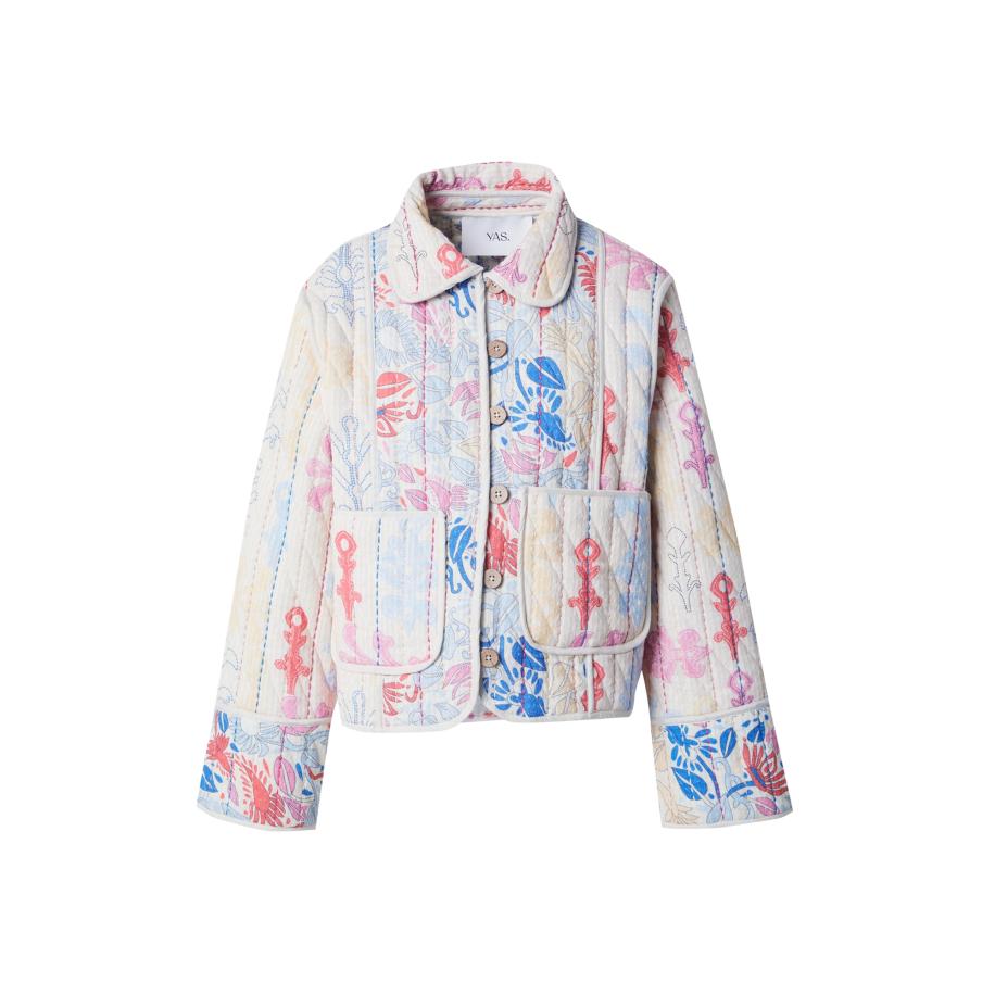 YAS YAS Tussenjas YASKANTHA crème / azuur / lichtblauw / framboos -