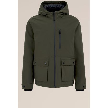 WE Fashion Heren waterafstotend jack met capuchon - Regular fit - Zeegroen - Maat: XS