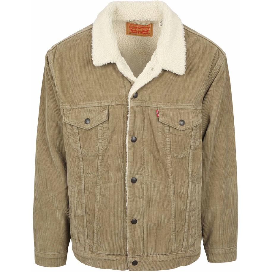 Levi's Sherpa Jas Corduroy Beige Groen