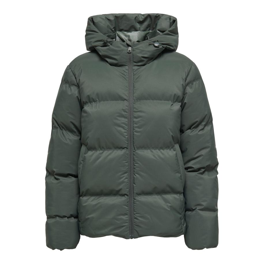 Only ONLY Winterjas donkergroen -