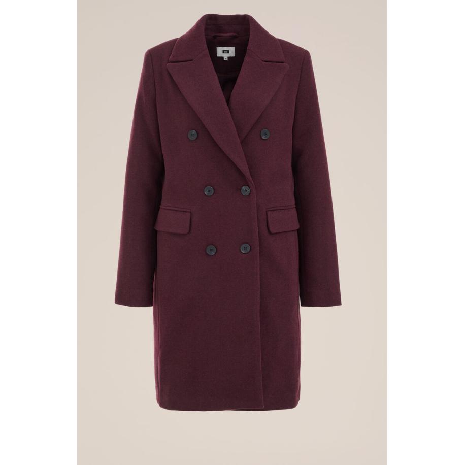 WE Fashion Dames jas van wolmix - Regular fit - Bordeauxrood - Maat: 34 Rood