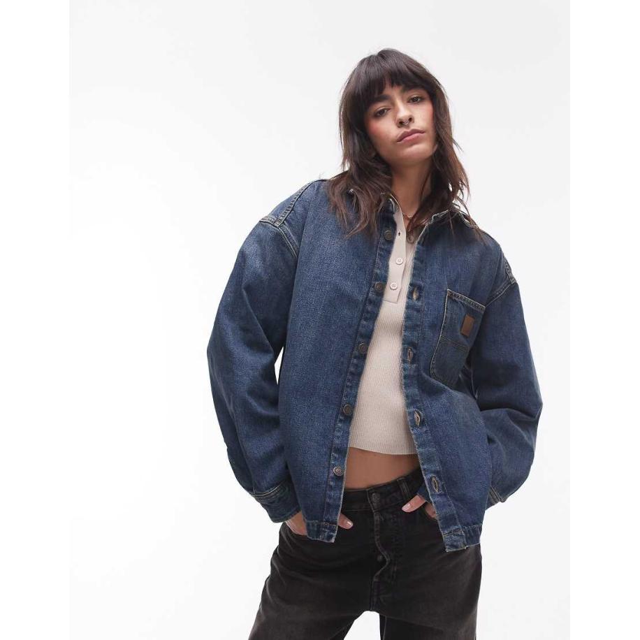 Carhartt WIP Lovilia Overhemd jack in verwassen blauw Blauw