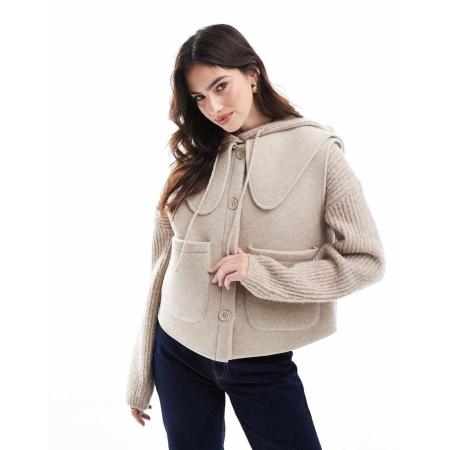 ASOS DESIGN Mouwloze bodywarmer met Peter Pan-kraag en knoopsluiting-Neutraal