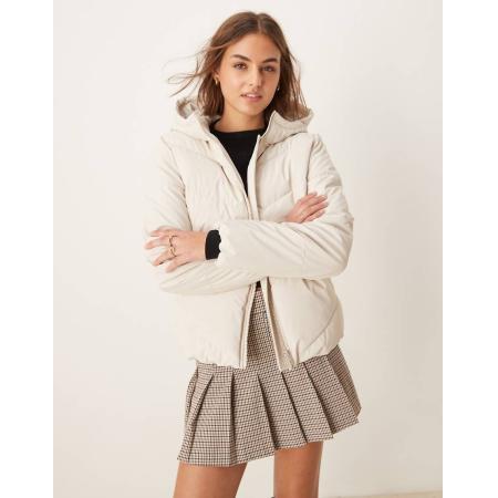 JDY Kort gewatteerd puffer jack in gebroken wit