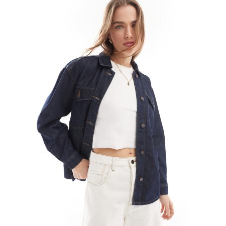 JDY Denim jack in donkere wassing-Marineblauw