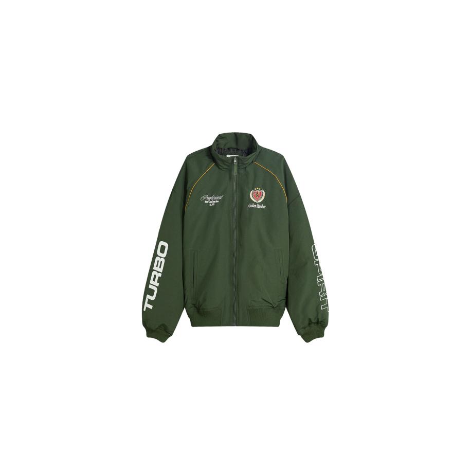 Bershka Bershka Tussenjas geel / donkergroen / rood / wit -