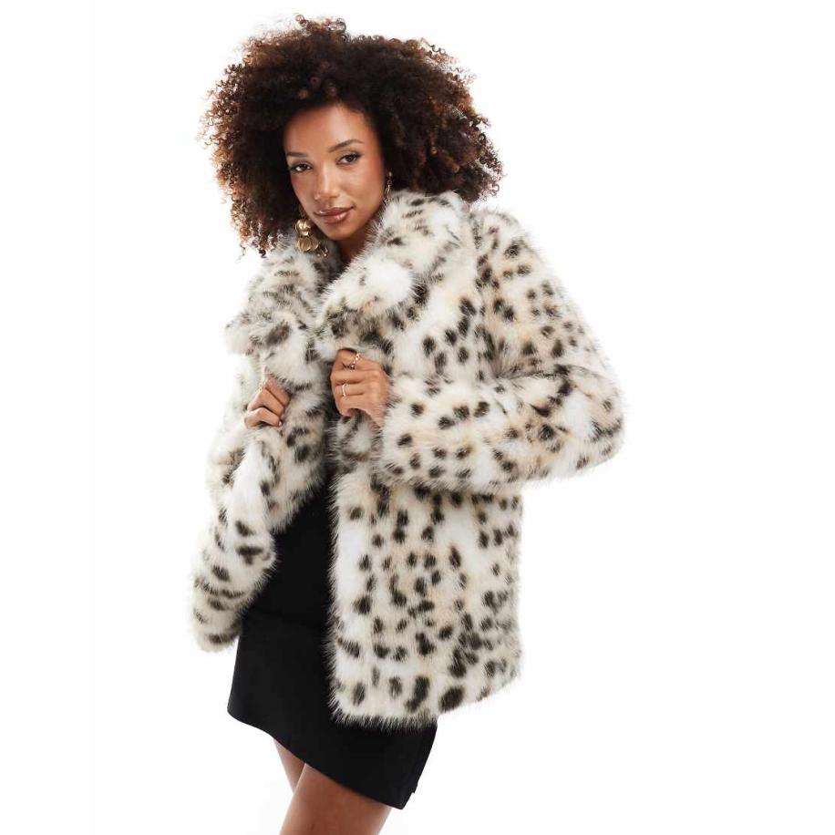 Forever New Jas van imitatiebont met dierenprint-Veelkleurig Multicolor