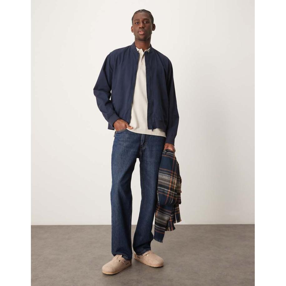 New Look - Bomberjack van keperstof in marineblauw Blauw