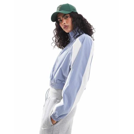 Nike Trend Street Geweven jack met rits in blauw en wit