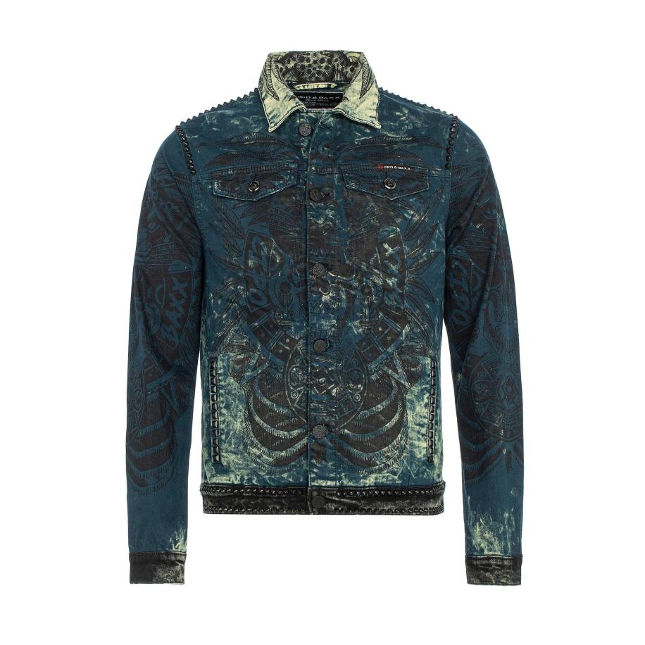 Cipo & Baxx CIPO & BAXX Tussenjas donkerblauw / bruin / groen -