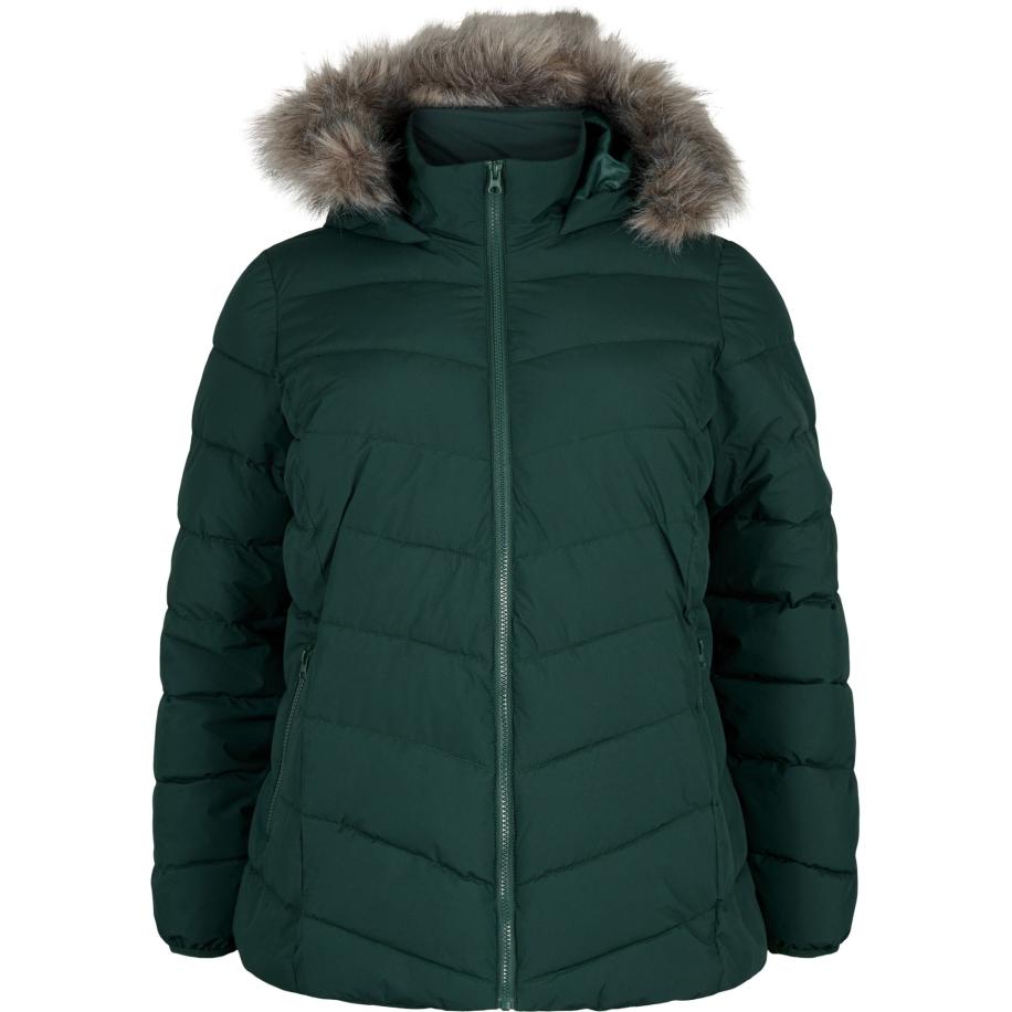 Zizzi Zizzi Winterjas Cajulia donkergroen -