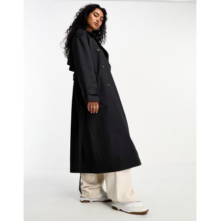 ASOS DESIGN Lange trenchcoat in zwart