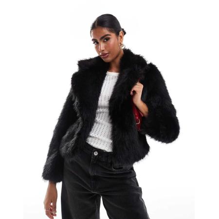 Threadbare Jas van imitatiebont in zwart